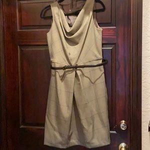 Brown plaid belted dress